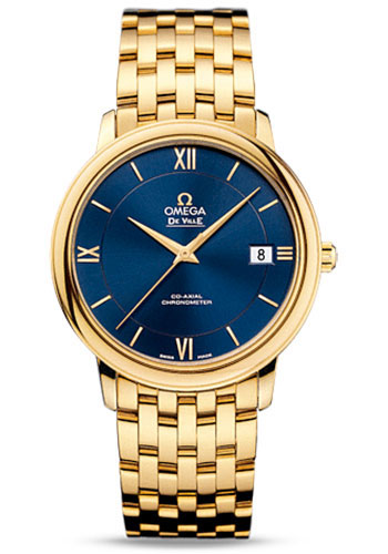 Omega De Ville Yellow Gold 36.8 MM - Yellow Gold Bracelet - Blue Dial - 424.50.37.20.03.001