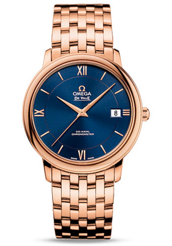 Omega De Ville Rose Gold 36.8 MM - Rose Gold Bracelet - Blue Dial - 424.50.37.20.03.002