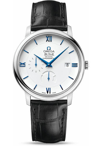 Omega De Ville White Gold 39.5 MM - Black Leather Strap - White Dial - 424.53.40.21.04.001