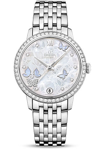 Omega De Ville White Gold 32.7 MM - White Gold Bracelet - Diamond Bezel - Mother-Of-Pearl Diamond Dial - 424.55.33.20.55.003