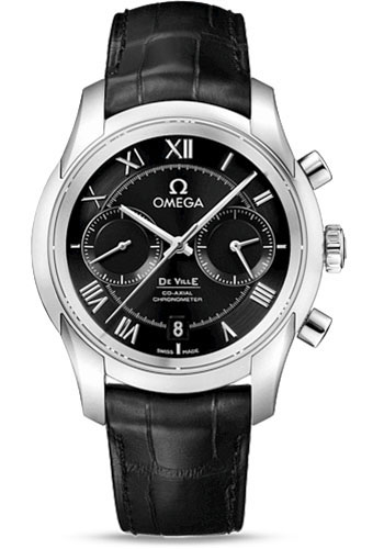 Omega De Ville Stainless Steel 42 MM - Black Leather Strap - Black Dial - 431.13.42.51.01.001