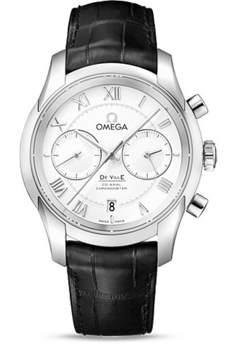 Omega De Ville Stainless Steel 42 MM - Black Leather Strap - Silver Dial - 431.13.42.51.02.001