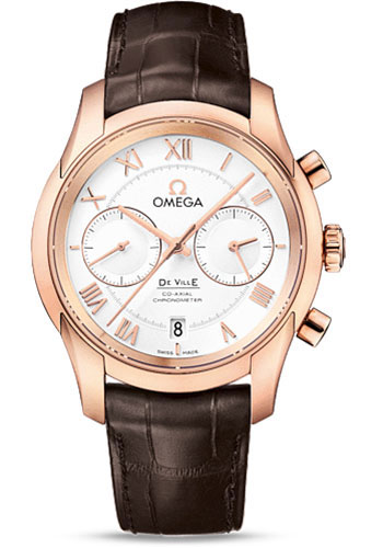 Omega De Ville Rose Gold 42 MM - Brown Leather Strap - Silver Dial - 431.53.42.51.02.001