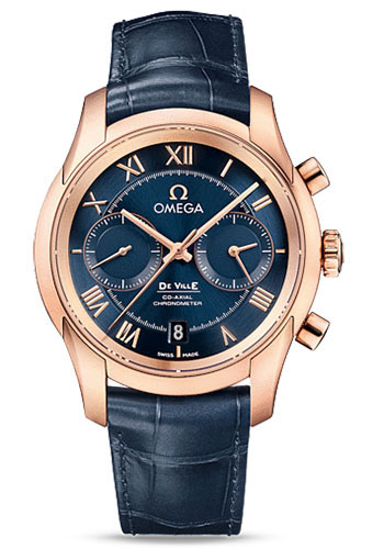 Omega De Ville Rose Gold 42 MM - Blue Leather Strap - Blue Dial - 431.53.42.51.03.001