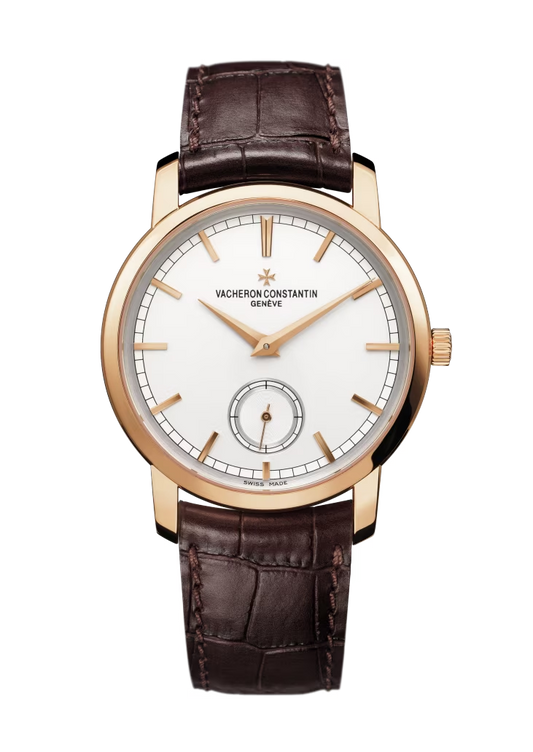 Vacheron Constantin Traditionnelle Rose Gold 38 MM - Brown Leather Strap - White Dial - 82172/000R-9382