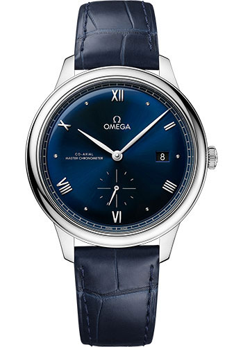 Omega De Ville Stainless Steel 41 MM - Blue Leather Strap - Blue Dial - 434.13.41.20.03.001