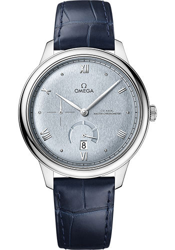 Omega De Ville Stainless Steel 41 MM - Blue Leather Strap - Light Blue Dial - 434.13.41.21.03.001