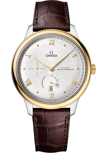 Omega De Ville Yellow Gold and Stainless Steel 41 MM - Brown Leather Strap - Silvery Dial - 434.23.41.21.02.001