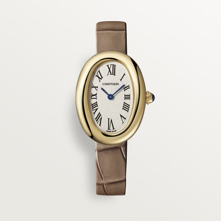 Cartier Baignoire de Cartier Yellow Gold 31 MM - Taupe Alligator Leather Strap - Silvered Dial - WGBA0007