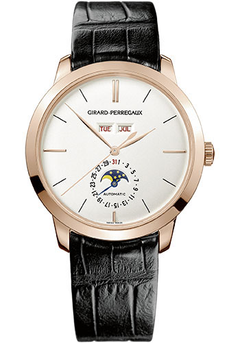 Girard-Perregaux 1966 Pink Gold 40 MM - Black Leather Strap - Silver Opaline Dial - 49535-52-151-BK6A