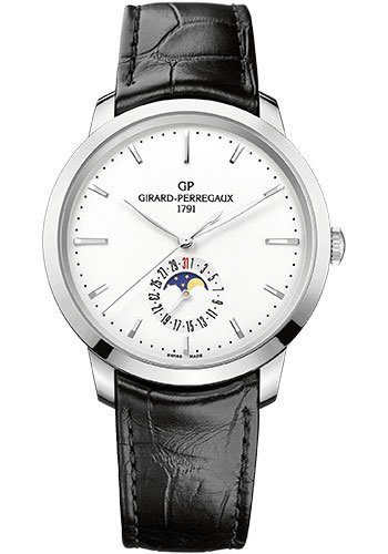 Girard-Perregaux 1966 Stainless Steel 40 MM - Black Leather Strap - Silver Opaline Dial - 49545-11-131-BB60