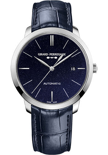 Girard-Perregaux 1966 Stainless Steel 40 MM - Blue Leather Strap - Silver Opaline Dial - 49555-11-435-BB4A