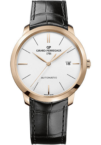 Girard-Perregaux 1966 Pink Gold 40 MM - Black Leather Strap - Silver Opaline Dial - 49555-52-132-BB60