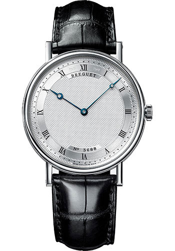 Breguet Classique White Gold 38 MM - Black Leather Strap - Silver Dial - 5157BB/11/9V6