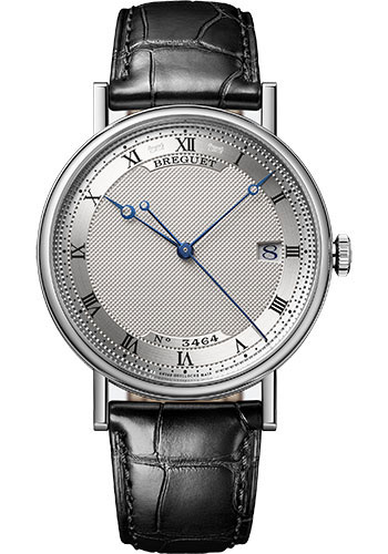 Breguet Classique White Gold 38 MM - Black Leather Strap - Silver Dial - 5177BB/15/9V6