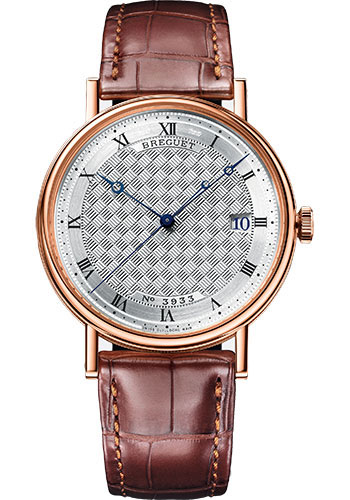 Breguet Classique Rose Gold 38 MM - Brown Leather Strap - Silver Dial - 5177BR/12/9V6