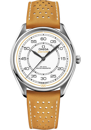 Omega Specialities Stainless Steel 39.5 MM - Yellow Leather Strap - White Dial - 522.32.40.20.04.002