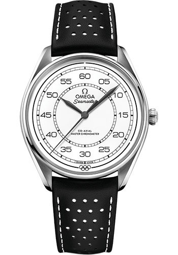 Omega Specialities Stainless Steel 39.5 MM - Black Leather Strap - White Dial - 522.32.40.20.04.003