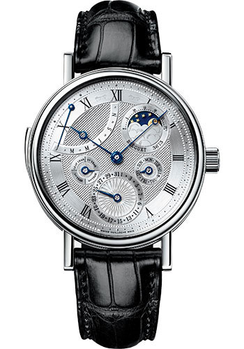 Breguet Classique White Gold 40 MM - Black Leather Strap -  Silvered Gold Dial - 5447BB/1E/9V6