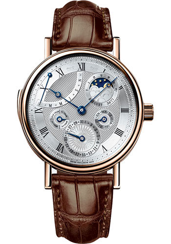 Breguet Classique Rose Gold 40 MM - Brown Leather Strap - Silvered Gold Dial - 5447BR/1E/9V6