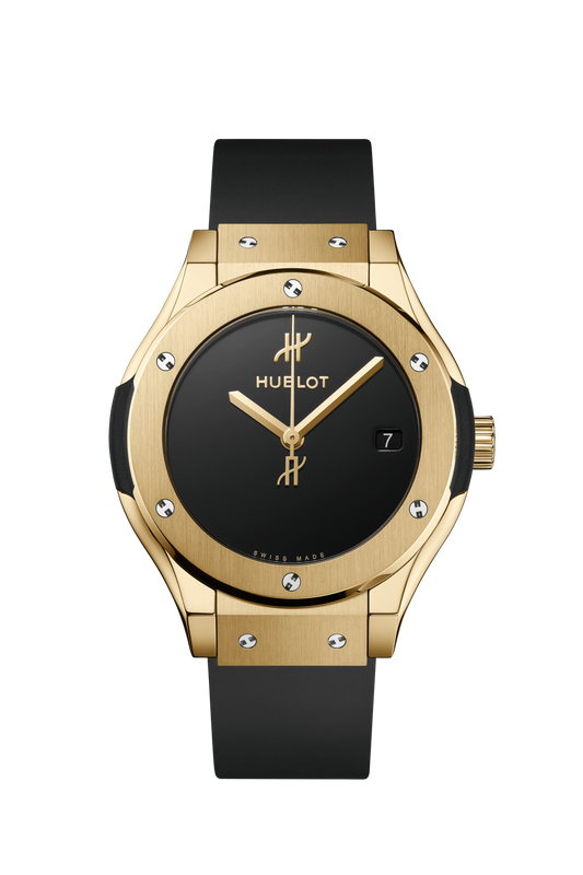 Hublot Classic Fusion Yellow Gold 38 MM - Black Rubber Strap - Black Dial - 565.VX.1230.RX.MDM