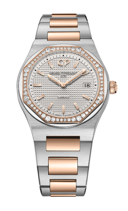 Girard-Perregaux Laureato Stainless Steel & Pink Gold 34 MM - Stainless Steel & Pink Gold Bracelet - Silver Dial - 80189D56A132-56A