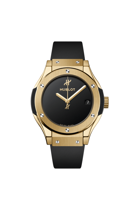 Hublot Classic Fusion Yellow Gold 33 MM - Black Rubber Strap - Black Dial - 581.VX.1230.RX.MDM