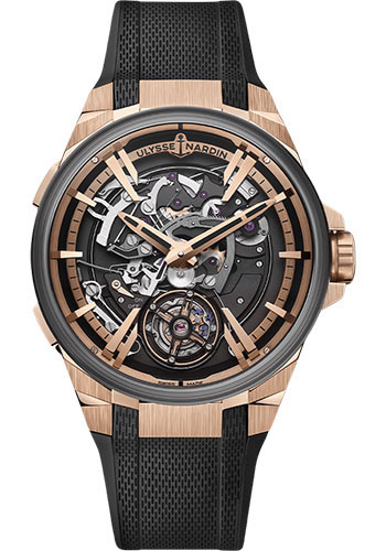 Ulysse Nardin Blast Hourstriker Rose Gold and Titanium Case 45 MM - Black Rubber Strap - Black Dial - 6215-400-3A/02