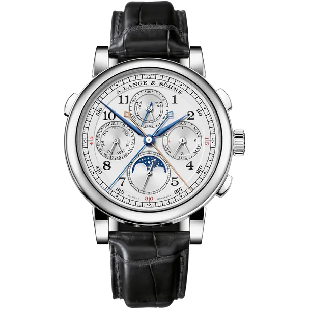 A.Lange & Söhne Rattrapante - Perpetual Calendar and Moonphase - 41.9 MM - Platinum - White Dial - 421.025FE