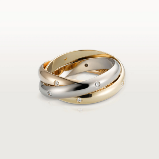 Cartier Trinity Ring Diamonds - White, Yellow and Rose Gold Medium Model - B4038800