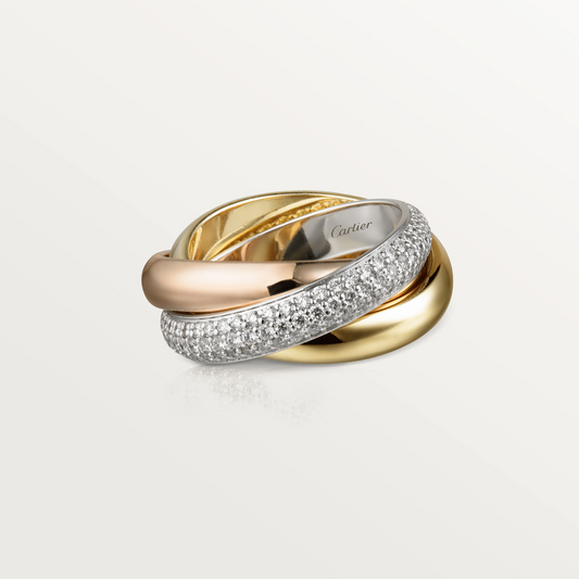 Cartier Trinity Ring Diamonds - White, Yellow and Rose Gold Medium Model - B4038900