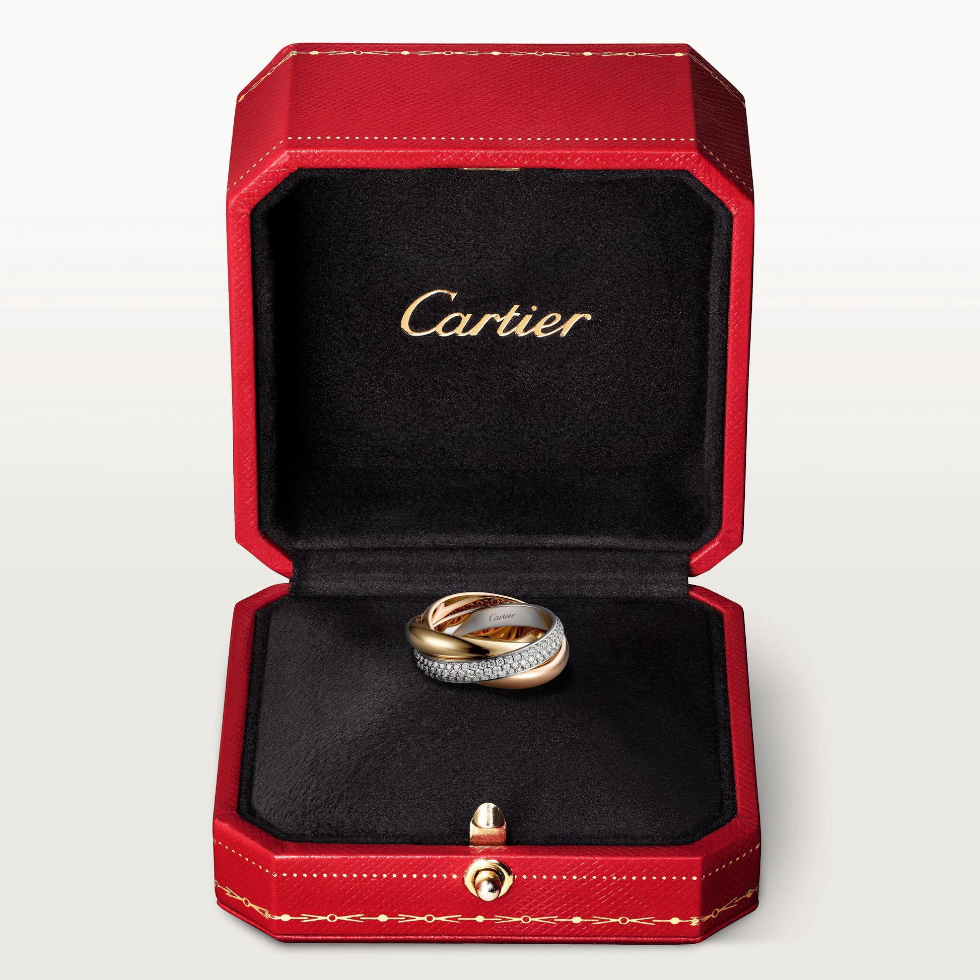 Cartier Trinity Ring Diamonds - White, Yellow and Rose Gold Medium Model - B4038900