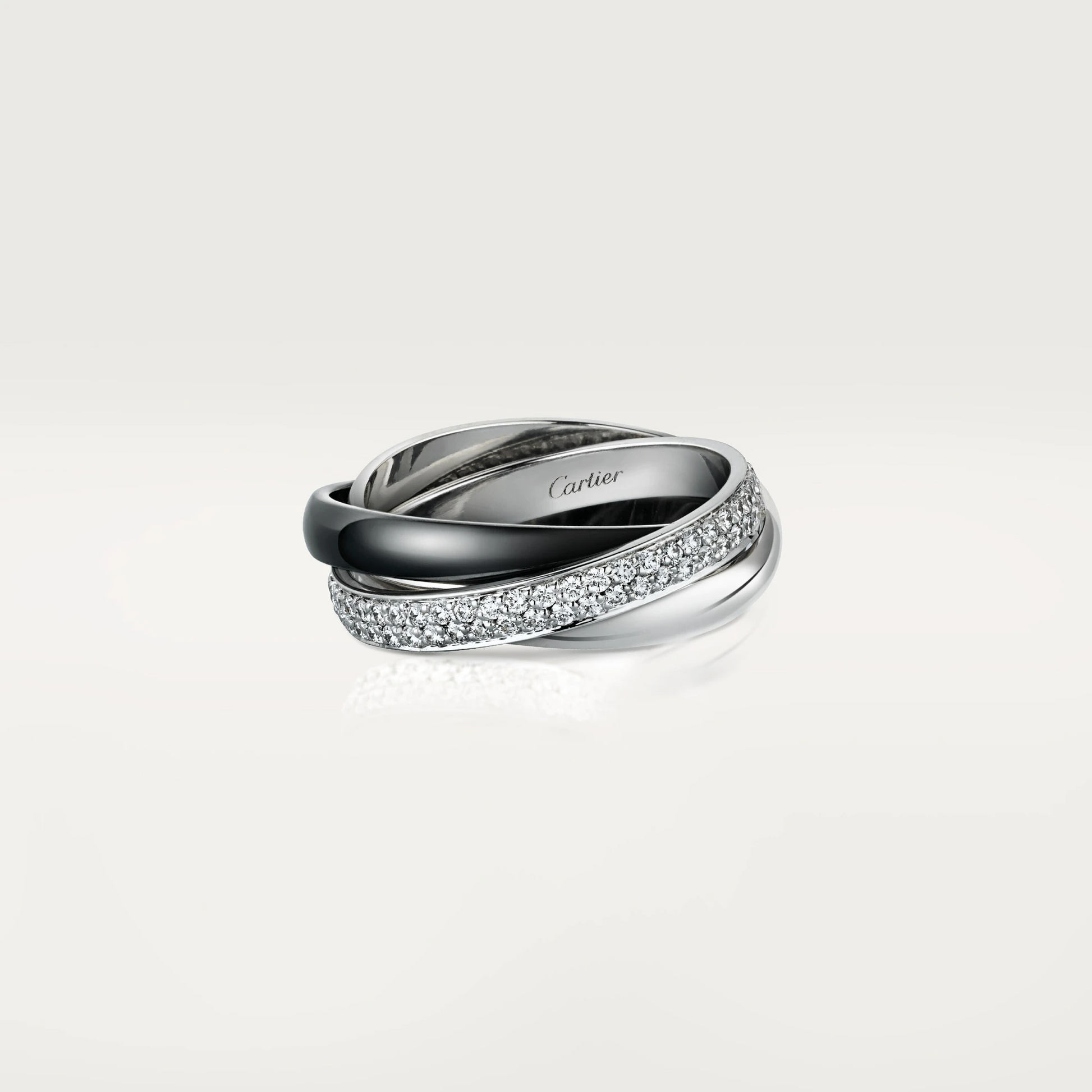 Cartier Trinity Ring Diamonds - Ceramic and White Gold Small Model - B4095500