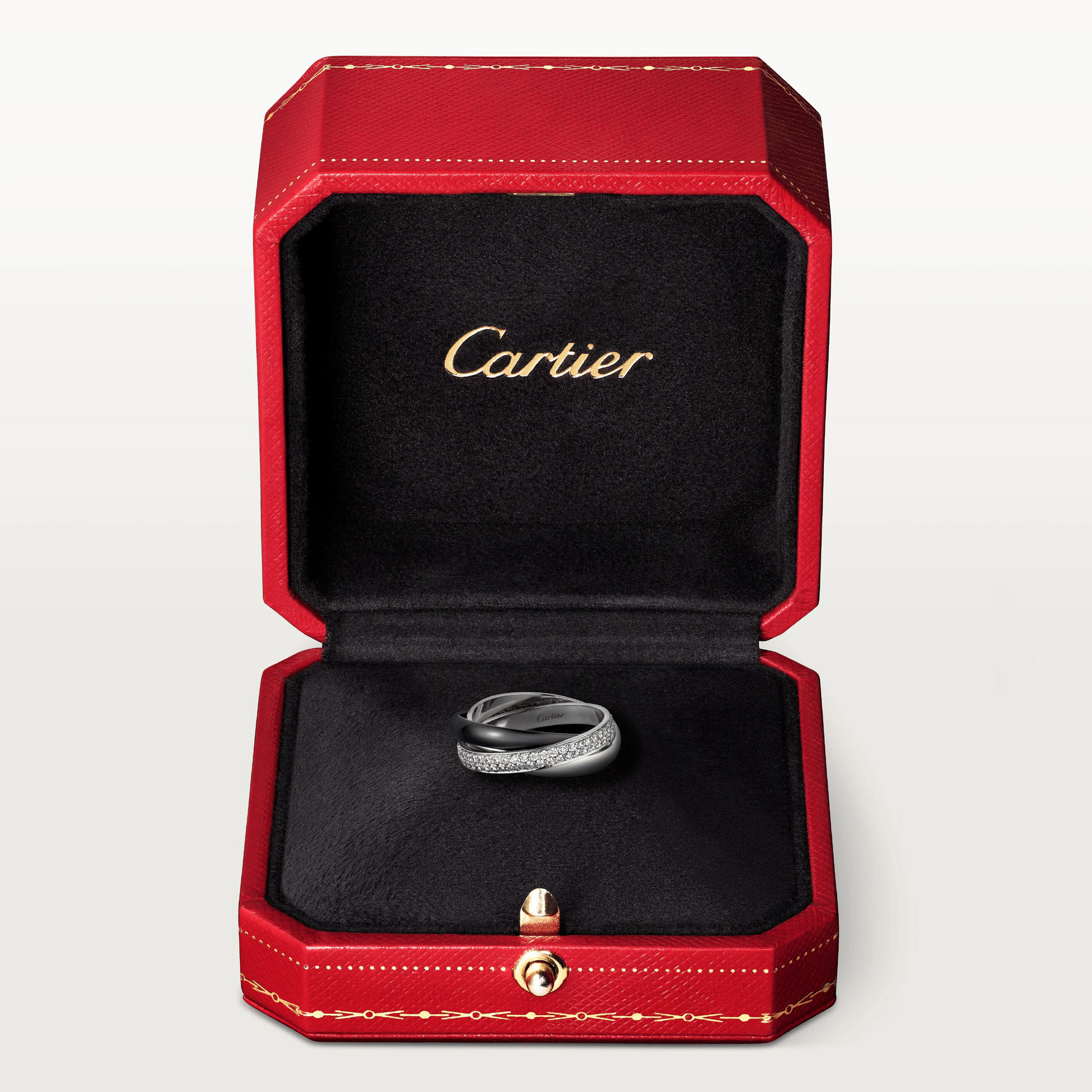 Cartier Trinity Ring Diamonds - Ceramic and White Gold Small Model - B4095500