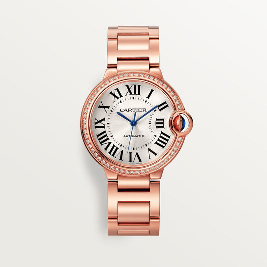 Cartier Ballon Bleu Rose Gold 36 MM - Rose Gold Bracelet - White Dial - WJBB0064