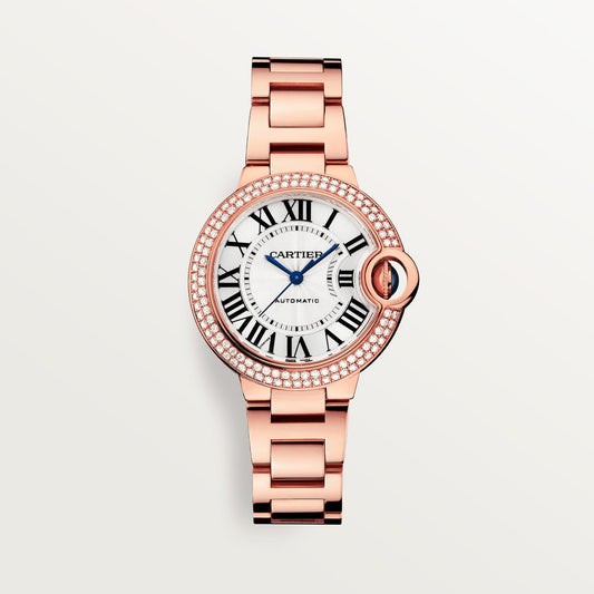 Cartier Ballon Bleu Rose Gold 33 MM - Rose Gold Bracelet - White Dial - WJBB0066