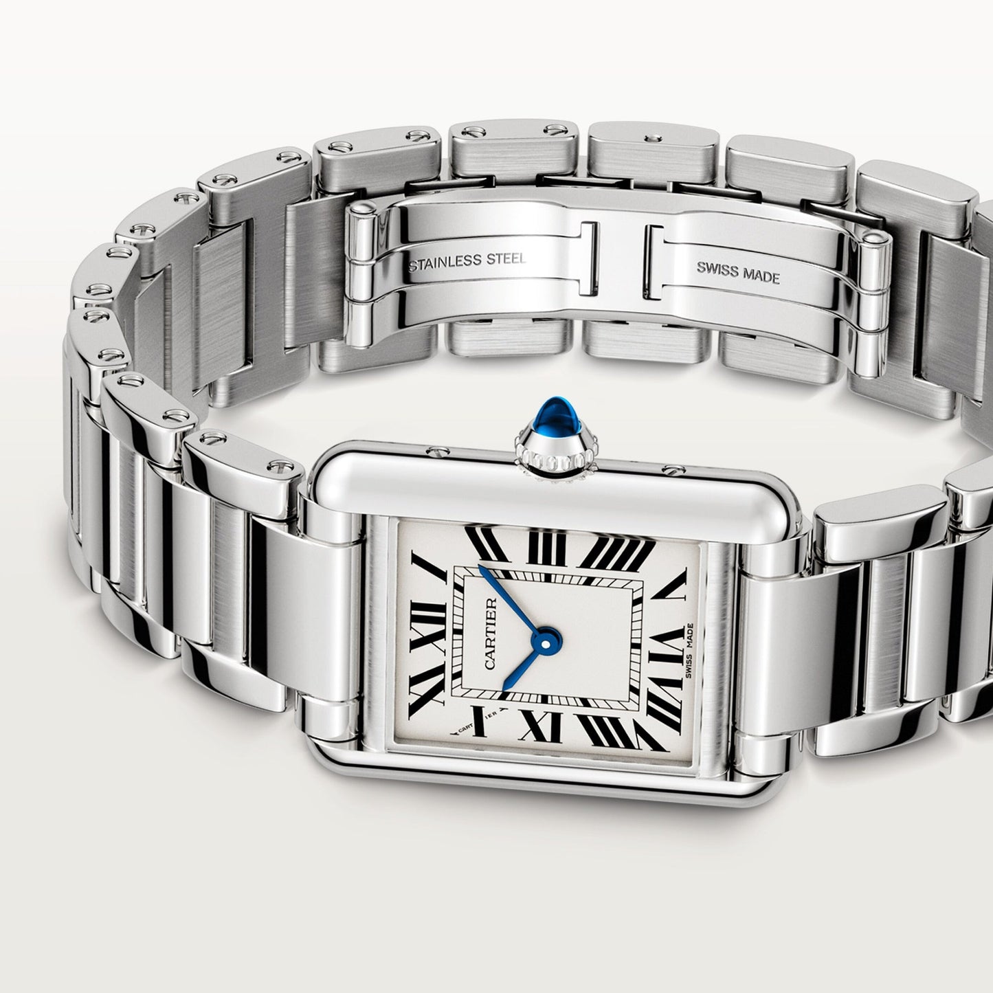 Cartier Tank Stainless Steel (Medium Model) 29 MM - Stainless Steel Bracelet - Stainless Steel Bezel - Silver Dial -  WSTA0051