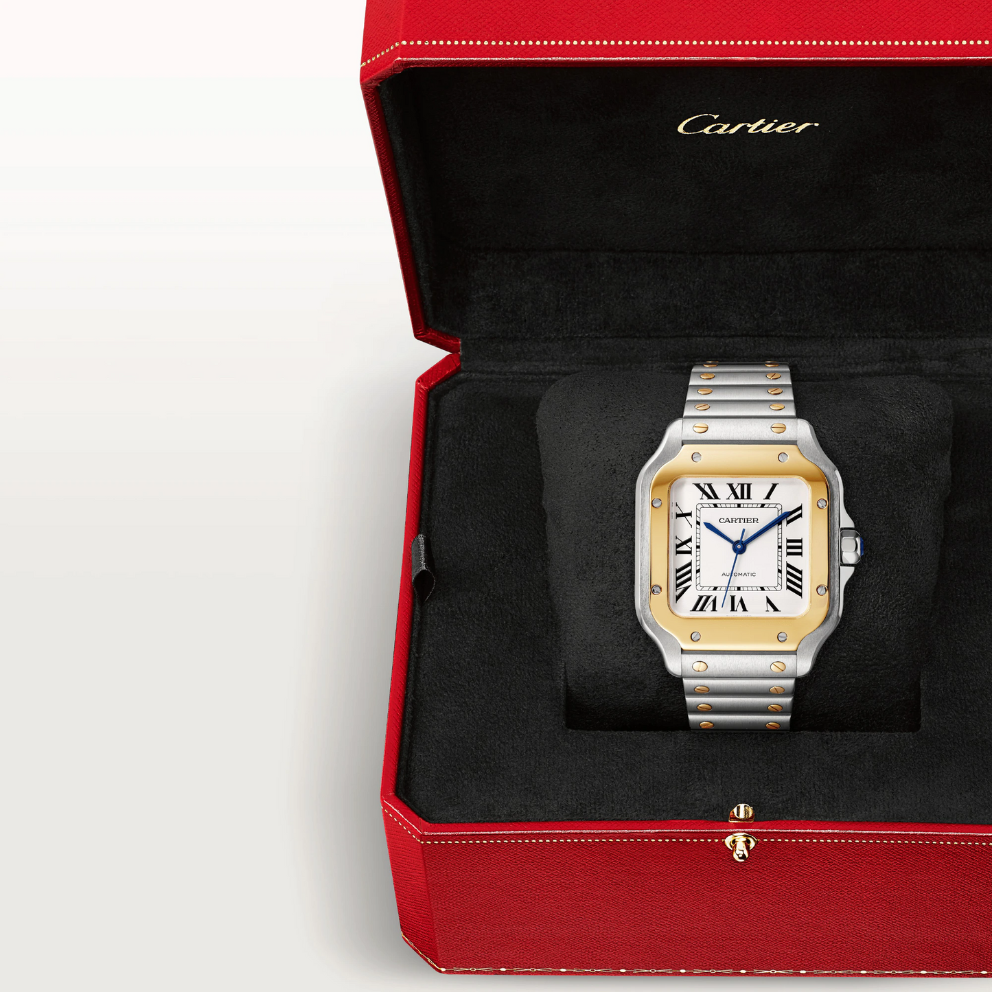 Cartier Santos de Cartier Stainless Steel and Yellow gold 35.1 MM (Medium Model) - Stainless Steel Bracelet - White Dial - W2SA0016