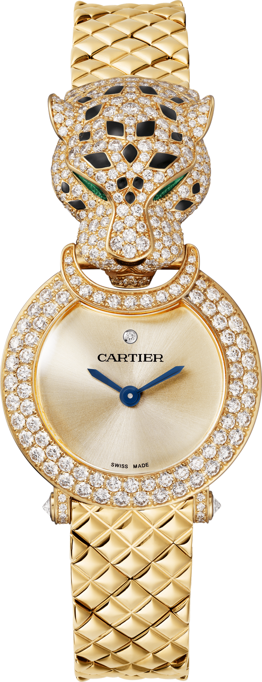Cartier Panthére De Cartier Yellow Gold Diamond 23 MM - Yellow Gold Bracelet - Yellow Gold Diamond Bezel - Golden Dial - HPI01509