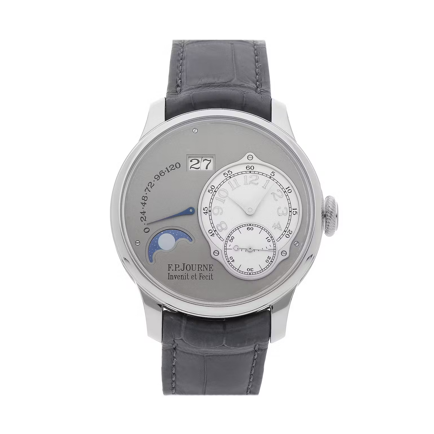 F.P. Journe Classique Octa Lune Platinum 40 MM - Grey Leather Strap - Silver Dial - L PT 40 A SI