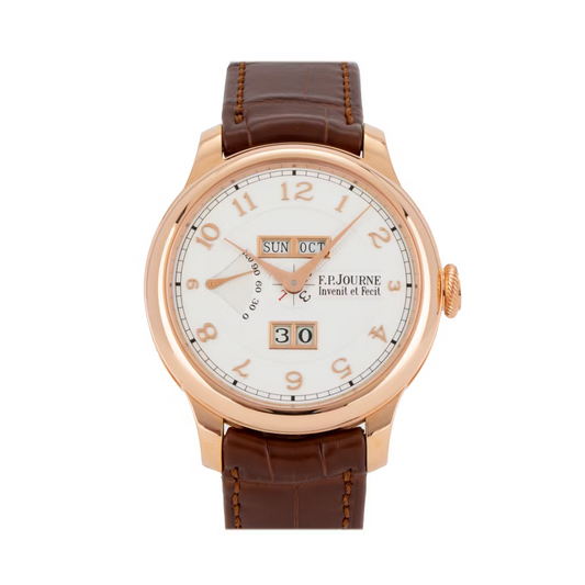 F.P. Journe Classique Quantieme Perpetual Rose Gold 42 MM - Brown Leather Strap - White Dial - QP G 42 WHG