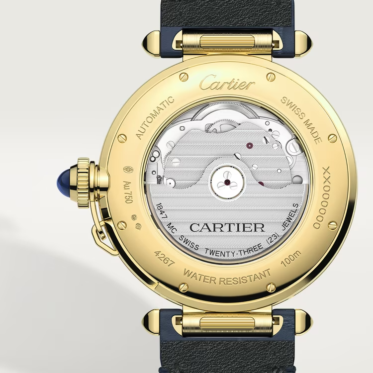 Cartier Pasha de Cartier Yellow Gold 41 MM - Blue Alligator Strap - Silver Flinqué Dial - WGPA0007