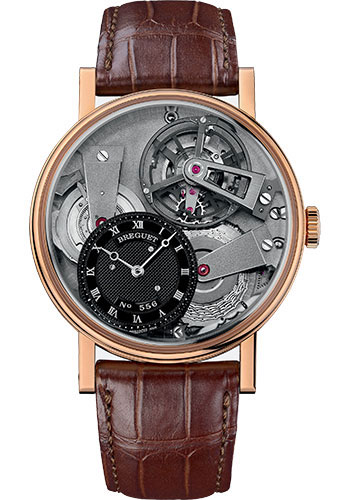 Breguet Tradition Grande Complication Fusee Tourbillon Rose Gold 41 MM - Brown Leather Strap - Black Rhodium Dial - 7047BR/G9/9ZU