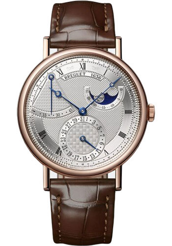 Breguet Classique Rose Gold 39 MM - Brown Leather Strap - Silver Dial - 7137BR/15/9VU