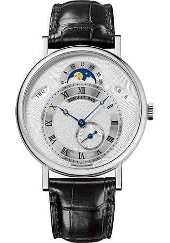 Breguet Classique White Gold 39 MM - Black Leather Strap - Silver Dial -  7337BB/1E/9V6