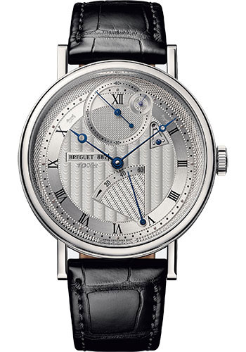 Breguet Classique White Gold 41 MM - Black Leather Strap -  Silvered Gold Dial - 7727BB/12/9WU