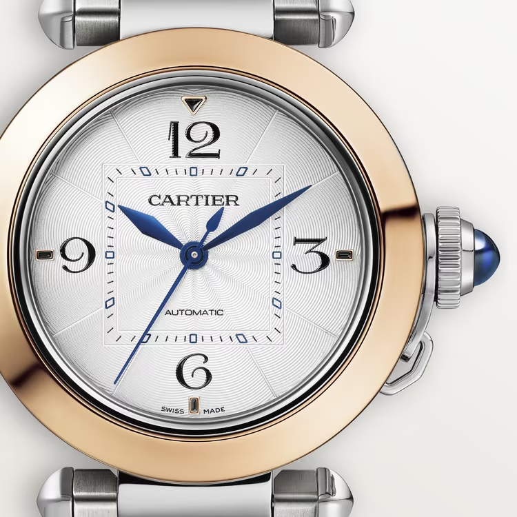 Cartier Pasha de Cartier Rose gold and Steel 35 MM - Rose gold and Steel Bracelet - Silver Flinqué Dial - W2PA0008