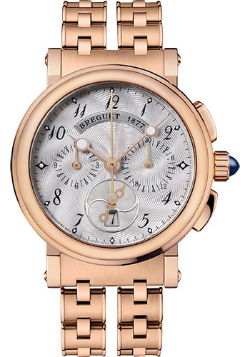 Breguet Marine Chronograph Rose Gold 34.6 MM - Rose Gold Bracelet - Silver Gold Dial - 8827BR/52/RM0