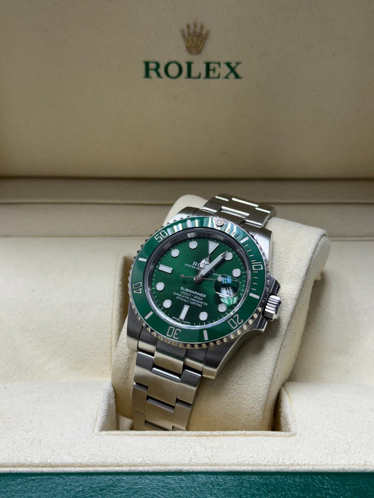 116610LV 40mm ‘Hulk’ Pre-Owned Complete Set $17,000