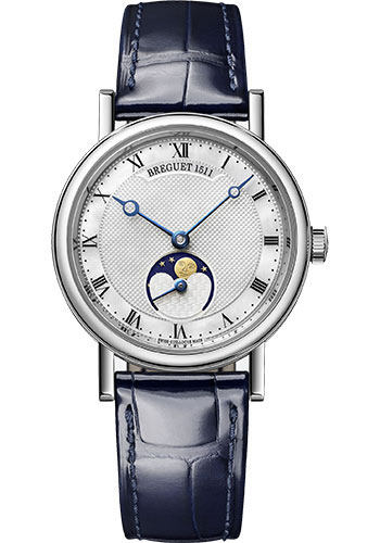 Breguet Classique Dame White Gold 30 MM - Blue Leather Strap - Silver Gold Dial -  9087BB/52/964